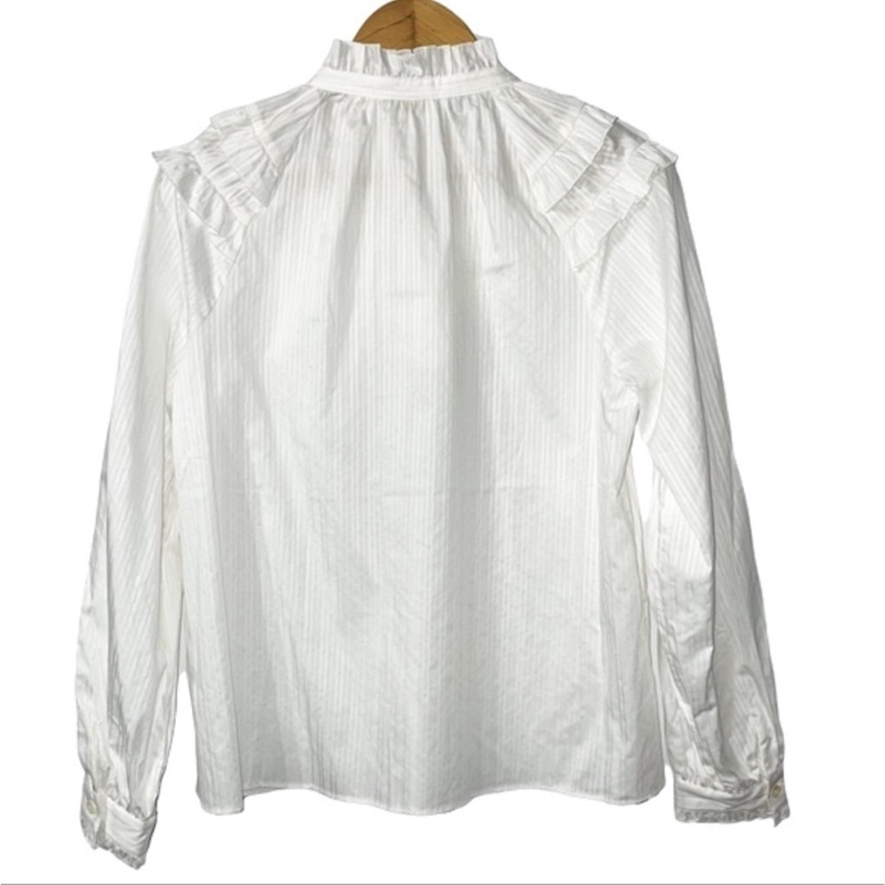 Kate Spade Glen Stripe White Ruffle blouse XS - Picture 3 of 7